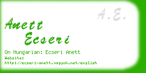 anett ecseri business card